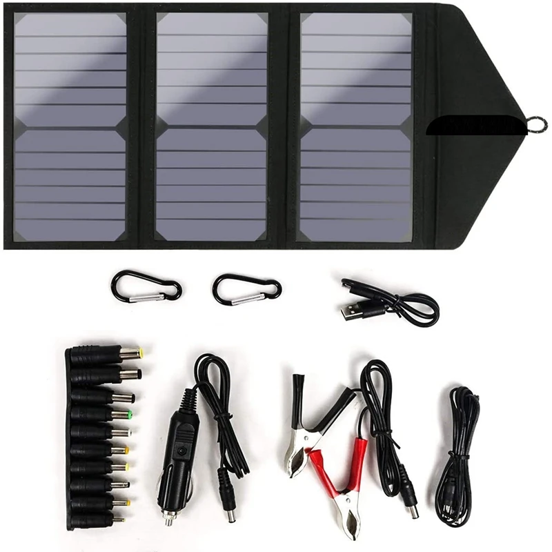 

30W 20V Solar Folding Bag Outdoor Portable Dual USB Solar Panel With 10 In 1 Laptop Adapter