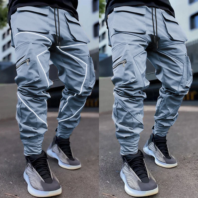 

Men Gym Fitness Jogging Pants Sports Trousers Hip Pop Skinny Reflective Joggers Running Training Track Sweatpants Sport Bottoms