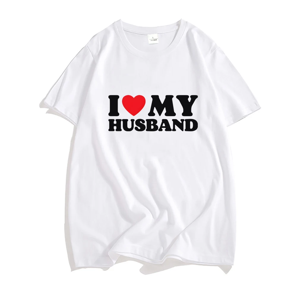 

I Love My Husband Red Heart Symbol Letters T-shirts MEN 100% Cotton T Shirts Handsome Tshirts Short Sleeve Four Seasons Casual