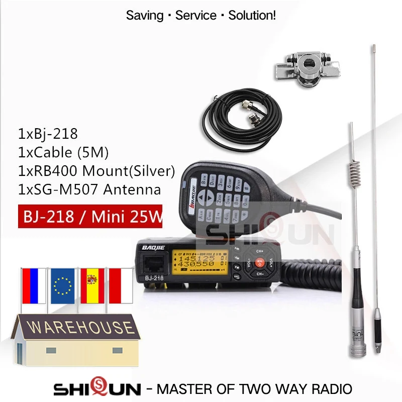 25W Mobile Car Walkie Talkie BJ-218 CB Mini Car Radio with Antenna SG-M507 Z218 UHF VHF Dual Band 10 KM Baojie BJ 218 Long Range