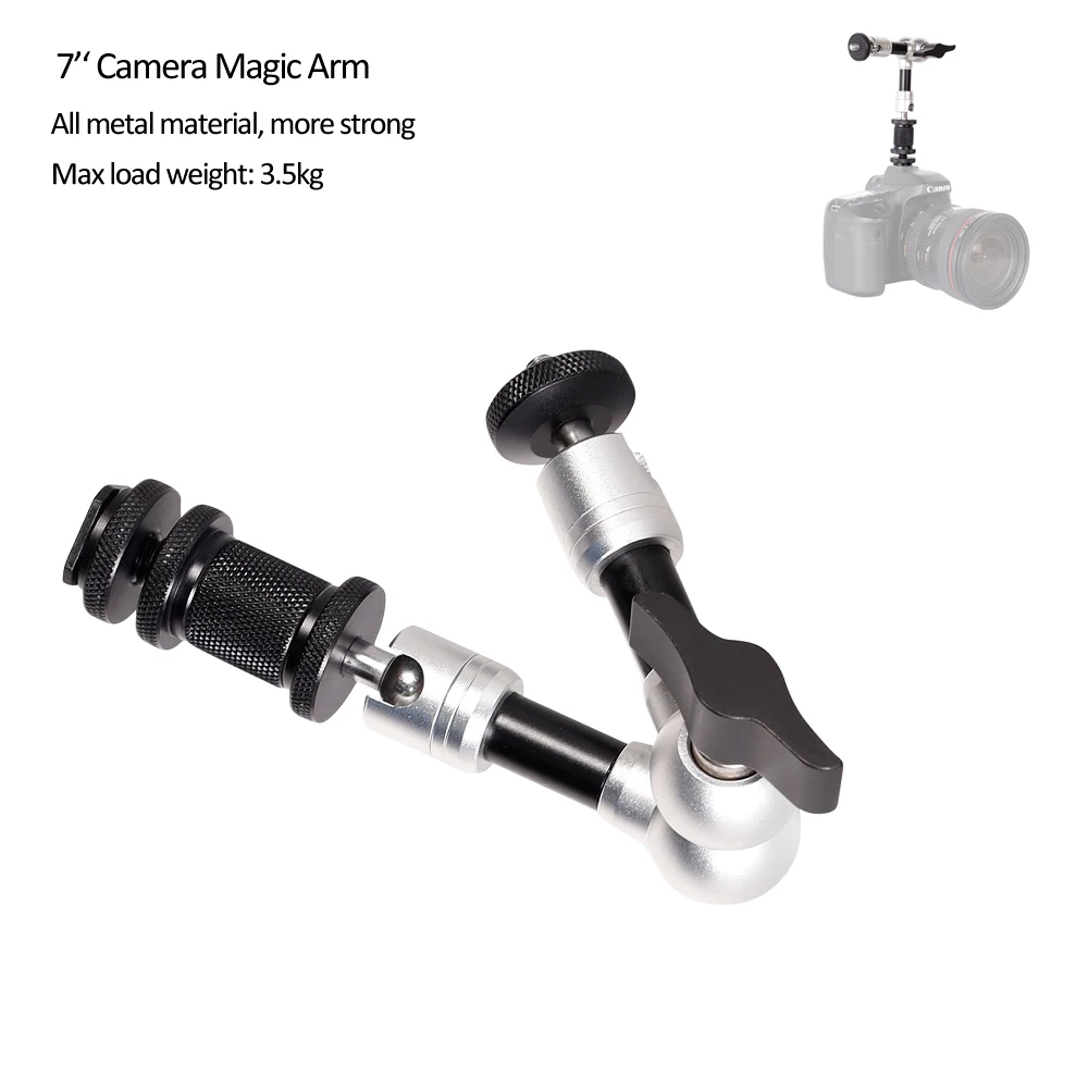 

Photo Studio Accessory All Metal Adjustable Articulated 7" Camera Magic Arm For Camcorder, Monitor, Flashes, Light Stand
