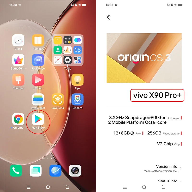 Vivo X90 Pro + Plus 12GB 512GB 5G Mobile Phone 6.78 inch Curved screen 2K E6 AMOLED Snapdragon 8 Gen 2 4nm Ocat Core 80W  charge