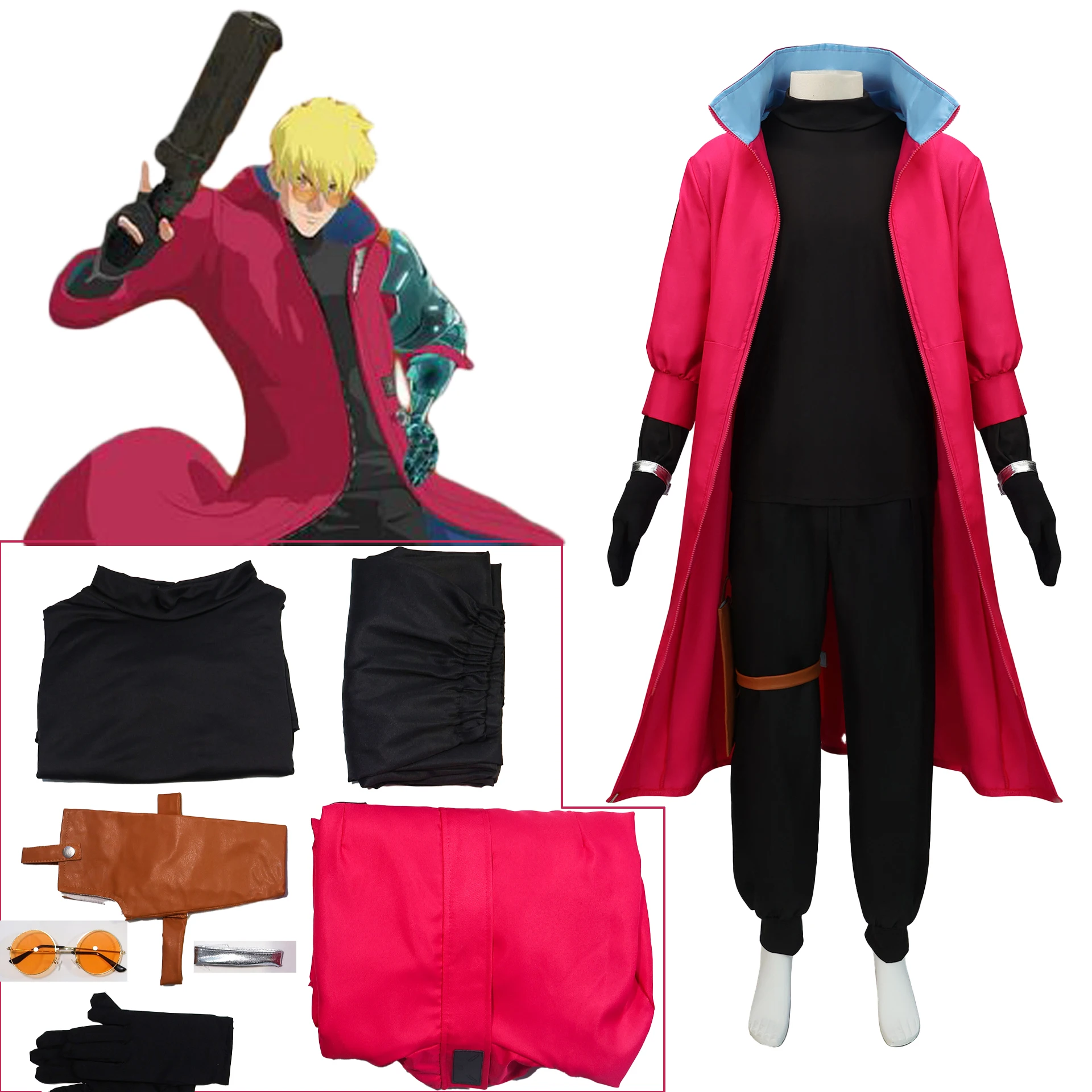 

Anime TRIGUN STAMPEDE Vash the Stampede Cosplay Clothes Garment 77COS Store Fancy Halloween Party Men Outfits Accessories