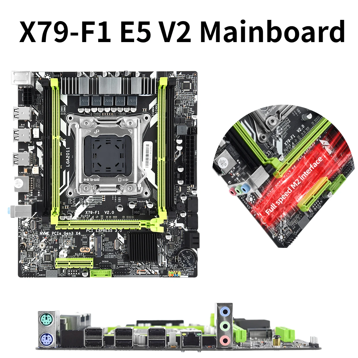 

X79-F1 E5 V2 Motherboard with M.2 Interface USB2.0 4 Slot DDR3 SATA2.0 Memory Main Board Sound Card 128GB for Xeon 2011 E5 V2