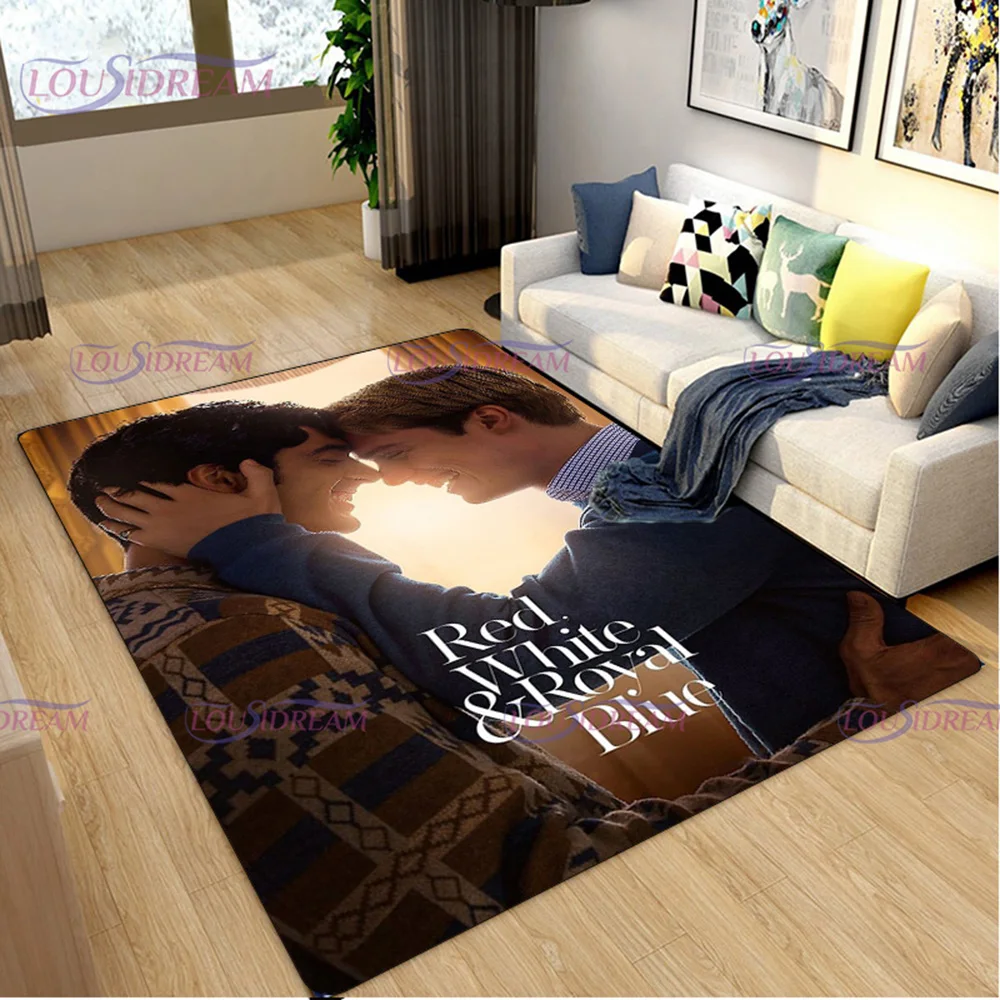 

Movie Red White and Royal Blue Area Rugs Living Room Flannel Carpet Soft Floor Mat Rugs for Bedroom Mat Area Rug Home Large Mat