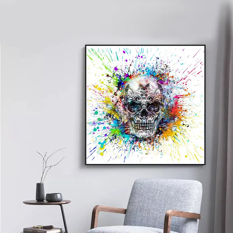 Современный винтажный постер абстрактный череп Художественная Картина на