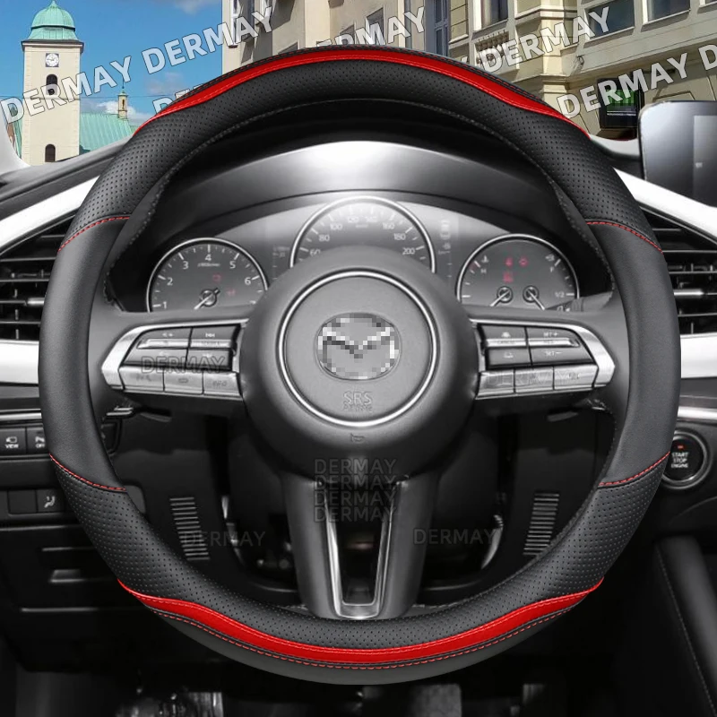 

Для Mazda 3 Axela Mazda3 BK BL BM/BN BP 2003 ~ 2023 DERMAY чехол рулевого колеса автомобиля из углеродного волокна, автомобильные аксессуары