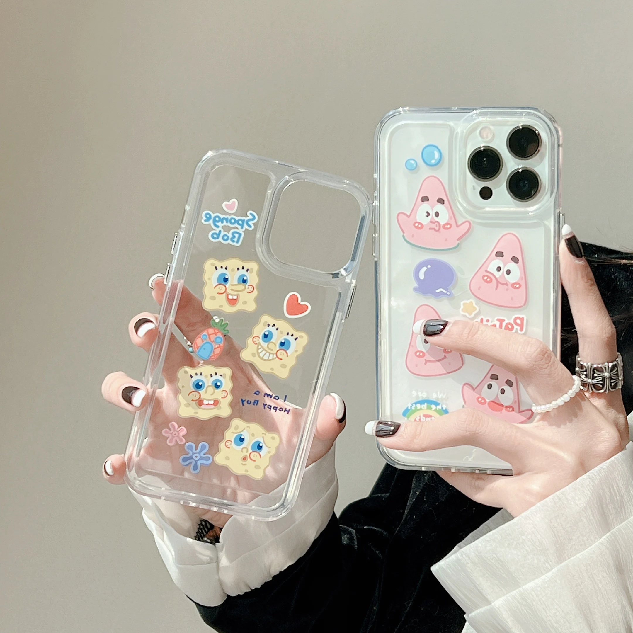 

INS NEW Cute SpongeBob Star Bobs Phone Cases For iPhone 13 12 11 Pro Max XR XS MAX 8 X 7 SE Back Cover gift