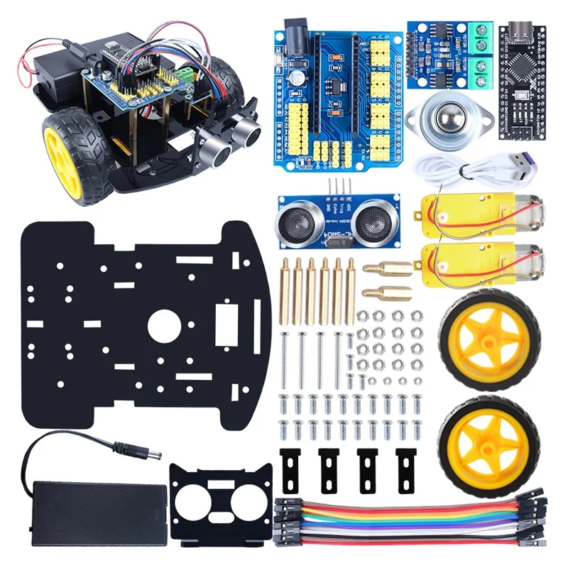 

FBIL-Ultrasonic Module Obstacle Avoidance Car Robot Starter For MINI DIY Smart Car Robot Kit Smart Educational Children's Toy