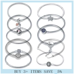 Brand Bracelets Fits Original Hot Sale Charm Silver Color Many Kinds Of Chain Bracelets Make Woman Fine Jewe