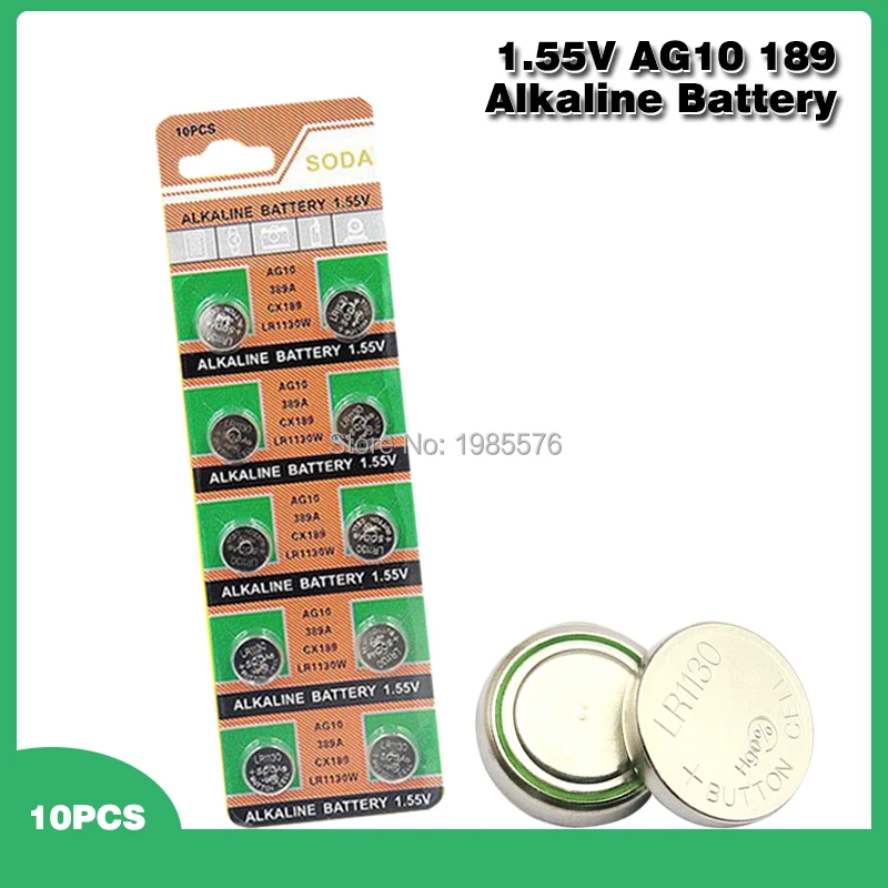 Кнопочные батарейки AG10 LR1130 389 SR1130, щелочные батарейки 189 LR54, батарейки для монет, 1,55 в, SR54, 389, 189, для часов, игрушек, пультов, 10 шт. Кнопочные батарейки AG10 LR1130 389 SR1130, щелочные батарейки 189 LR54, батарейки для монет, 1,55 в, SR54, 389, 189, для часов, игрушек, пультов, 10 шт.