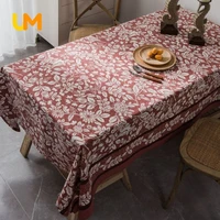 red floral tablecloth for christmas rectangular table cloth wedding cotton and linen table coats for party events home decor
