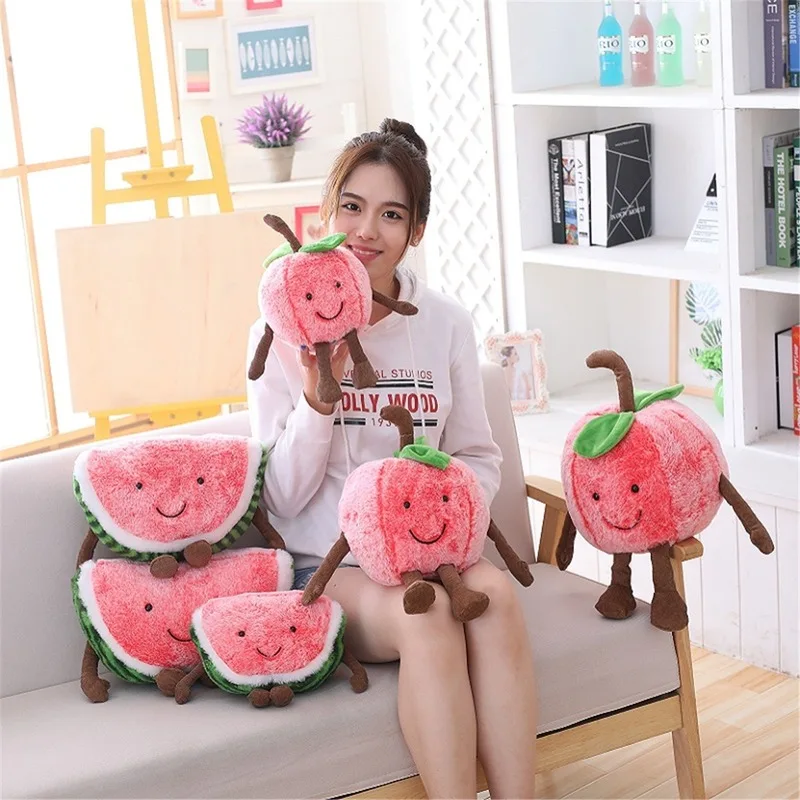 

New Cute Expression Cartoon Watermelon Plush Toy Fashion Creative Soft Fruit Doll Appease Doll Children Holiday Birthday Gift