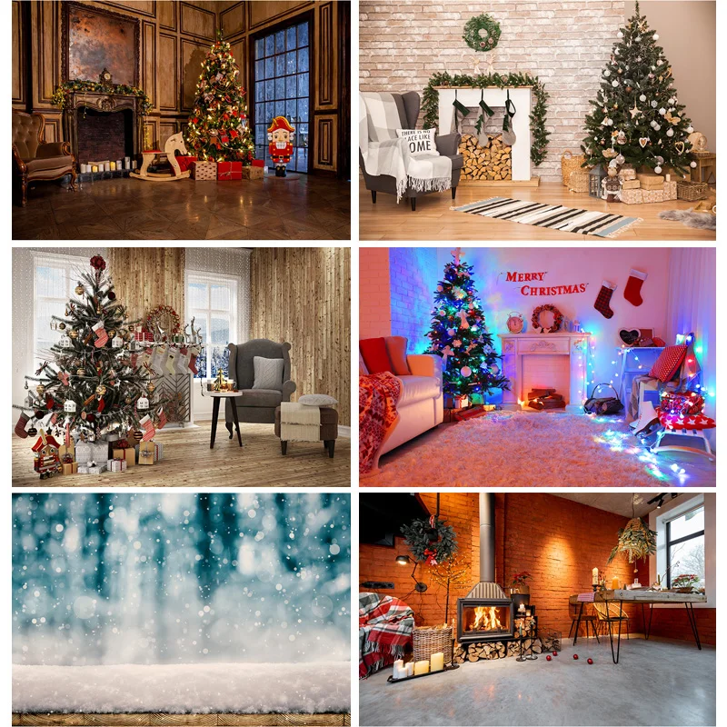 

SHENGYONGBAO Christmas Photography Background Fireplace Christmas tree Portrait Backdrops For Photo Studio Props 211110 HS-05