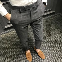 men suit pants plain straight slim business men trousers for work