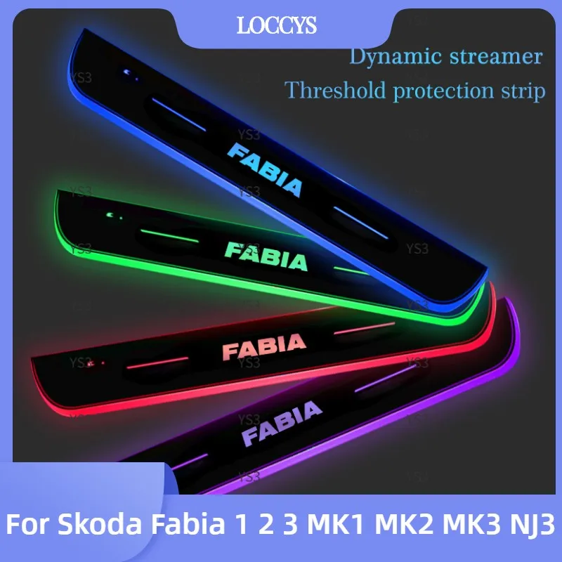 

Car Door Light Projector Lamp Customized Car Logo Luminous LED Welcome Pedal Scuff Plate For Skoda Fabia 1 2 3 MK1 MK2 MK3 NJ3