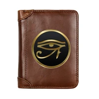 luxury vintage the eye of horus printing genuine leather men wallet classic pocket slim card holder male short coin purses