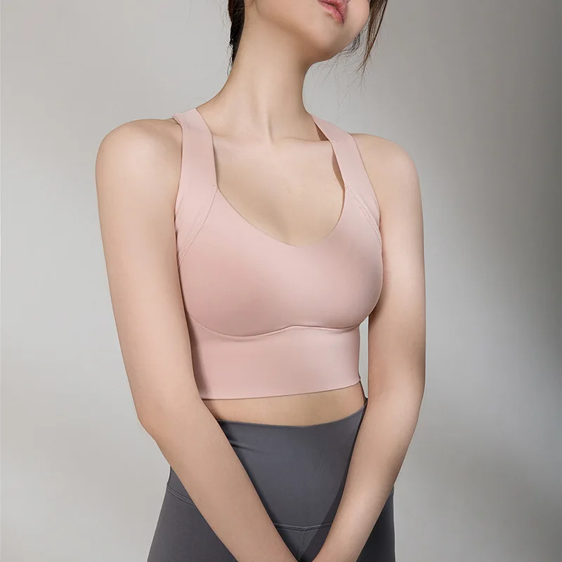 

New high-strength sports underwear female shockproof running fitness beauty back adjustable integrated yoga bra vest