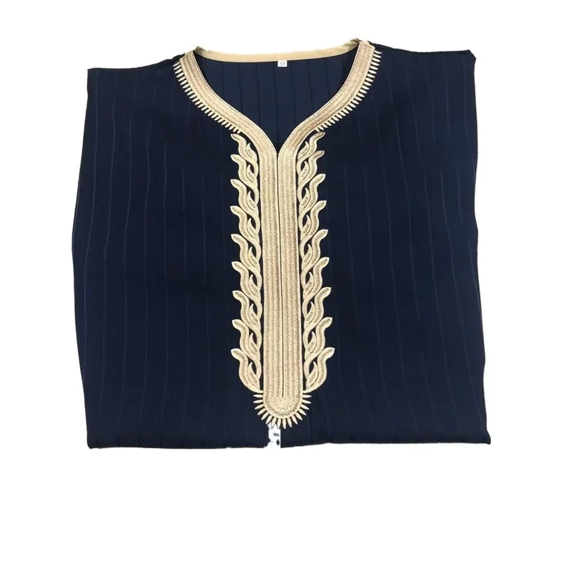 Islam Kaftan Muslim Men Clothing Moroccan Caftan Hand Embroidered Loose and Breathable Djellaba Abaya Thobe for Men Summer 2022