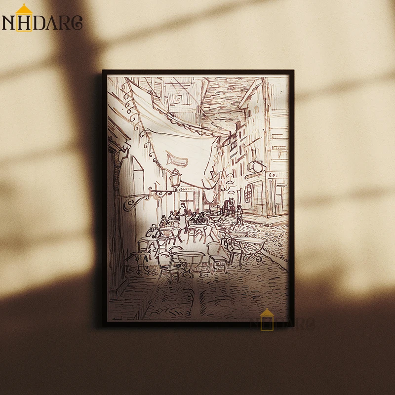 NHDARC Новые поступления Печать на холсте постер Картина Ван Гога рукописи кафе