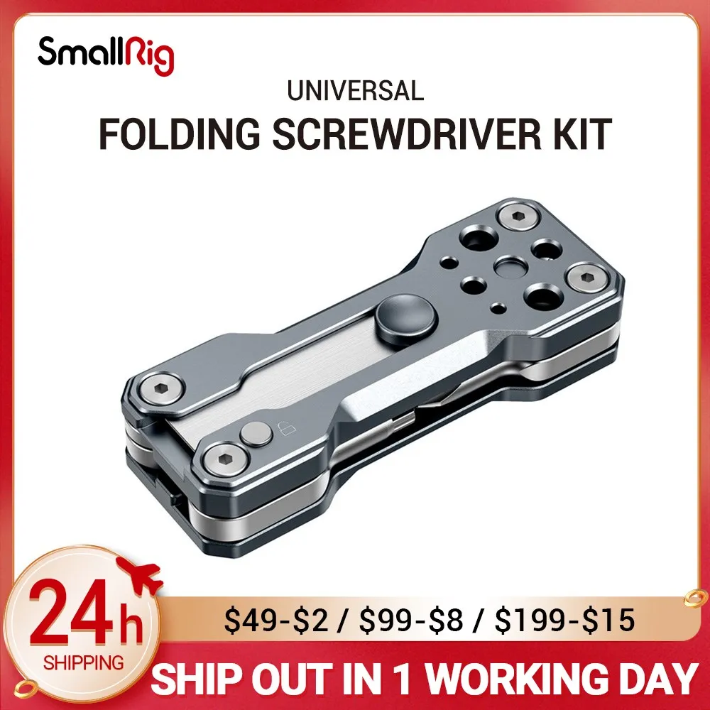 

SmallRig Folding Screwdriver Kit Wrench Set Portable Hand Tool Set 4 Allen Wrenches 2.5, 3, 4, 3/16, 1 flat screwdriver 2495