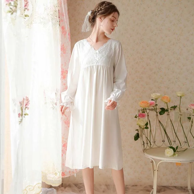 Roseheart Women Homewear Female Cotton Pink Blue Sexy Sleepwear Nightdress Lace Nightwear Nightgown Sleepwear Luxury Gown Dress