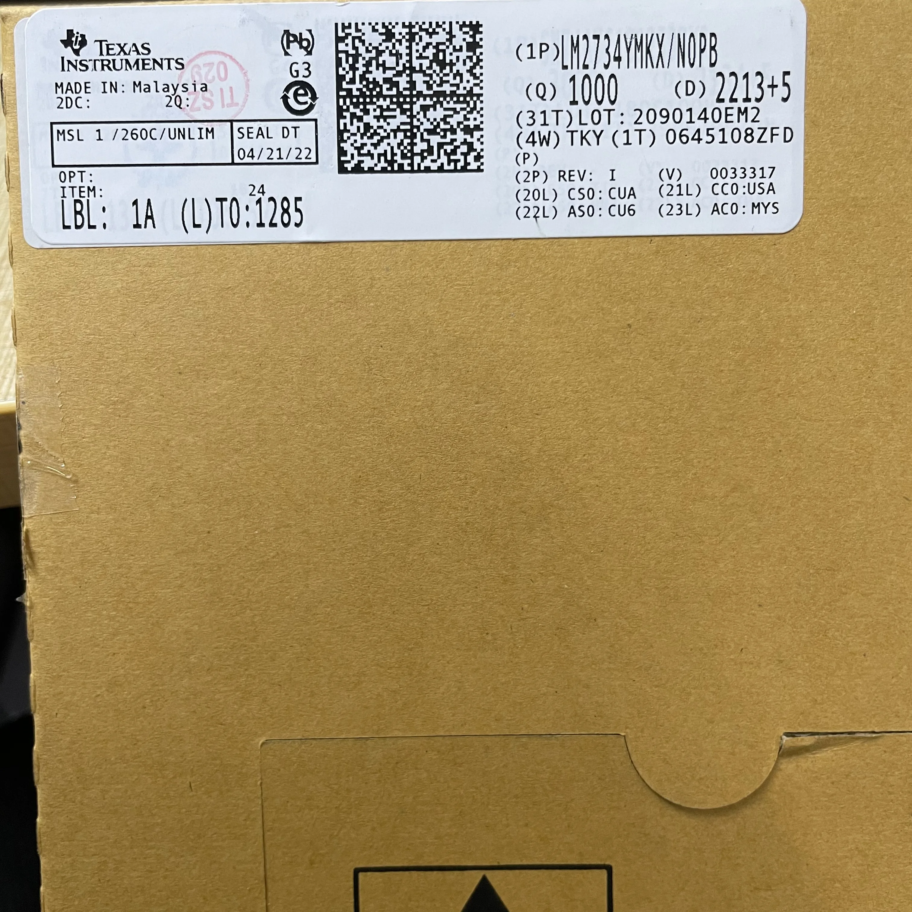 

LM2734YMKX/NOPB TSOT-23-6 Thin SOT 1A load step-down DC-DC regulator, new original stock