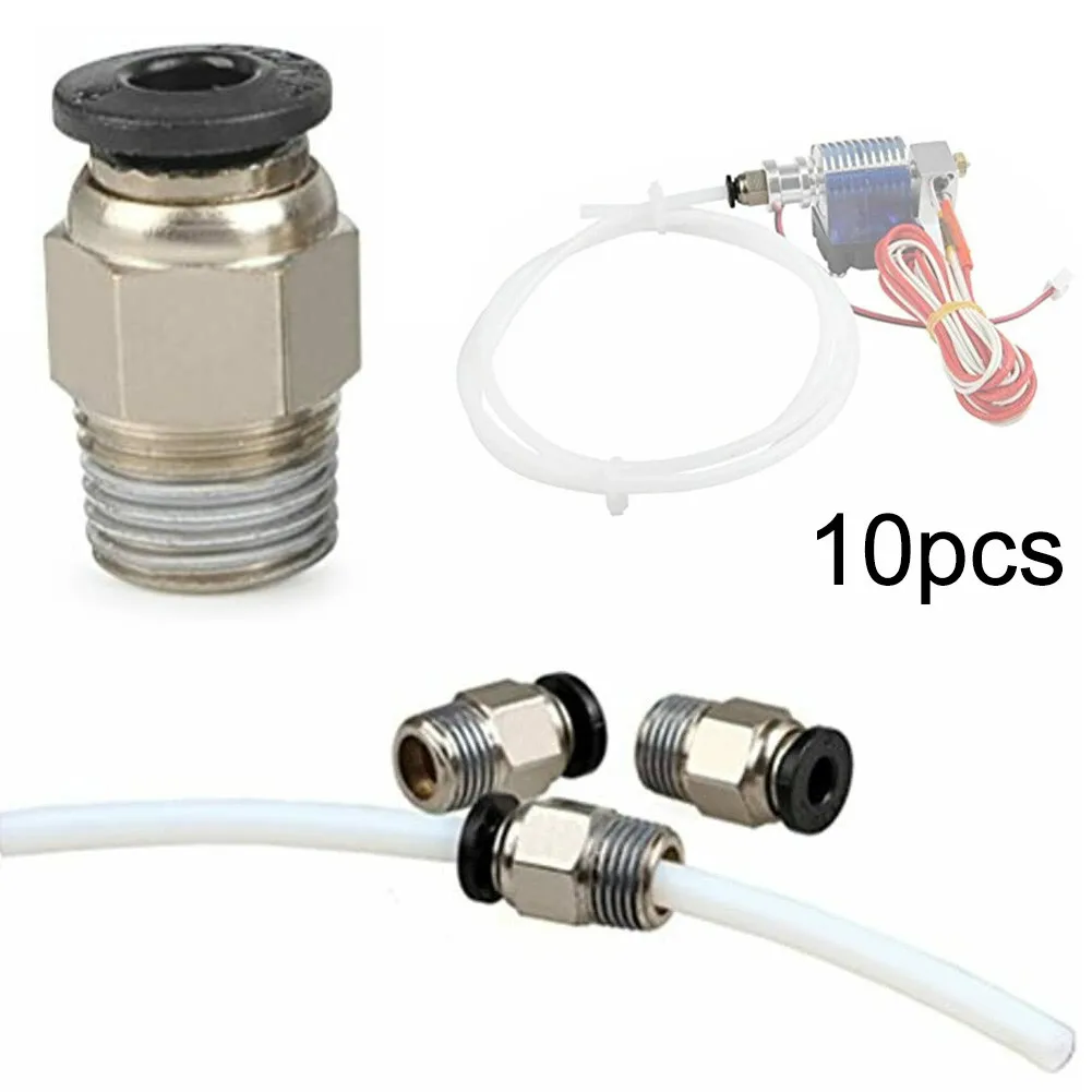 

PTFE Straight Pneumatic Connector Male PC4-M10 Push Thread Tube 10 Pcs