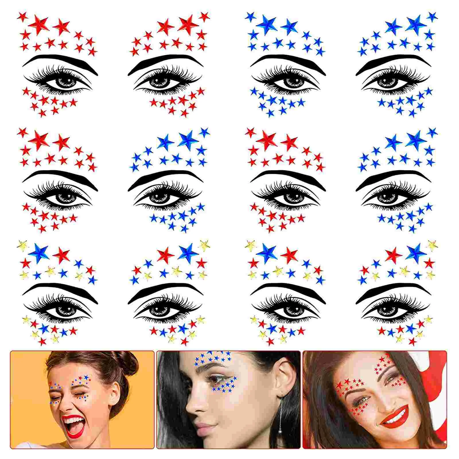 

Face Jewels Stickerssticker Star Crystaltattoos Jewel Rhinestone Rhinestonesmermaid Facial Eyes Body Red Decals Forehead