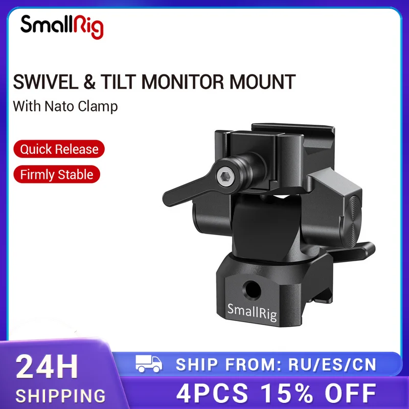 

SmallRig Swivel and Tilt Monitor Mount with Nato Clamp（Both Sides）For 5”and 7” Screen Monitor EVF Mount - 2385