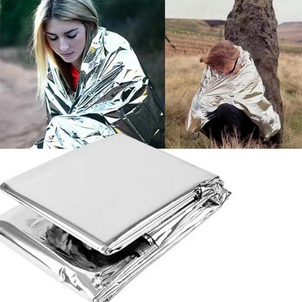 

Outdooor Emergency Thermal Poncho Blanket Folding Water Resistant Windproof Sunshade Reusable Portable Camping Mat 210*130CM