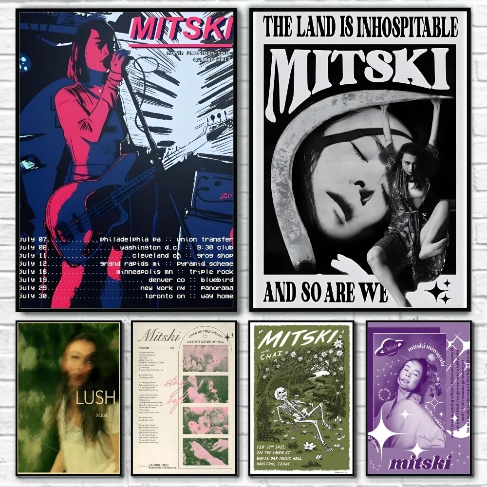 M-MitskiS Ретро рок-ролл певица плакат липкая настенная художественная печать