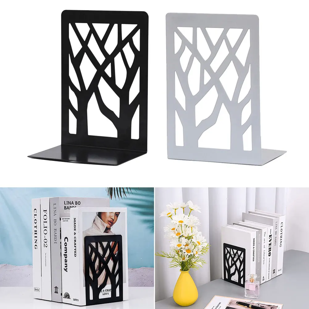 

1 Pair Heavy Duty Metal Bookends Decorative Book Ends Office Stationery Hold Office Storage Book Accessories Desk Organizer