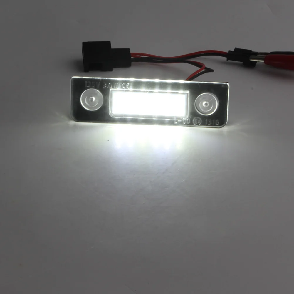 Car White LED License Plate Light Lamp w/ Wiring for Skoda Octavia 1Z 2004-2013 & Roomster 2006-2013 2pcs