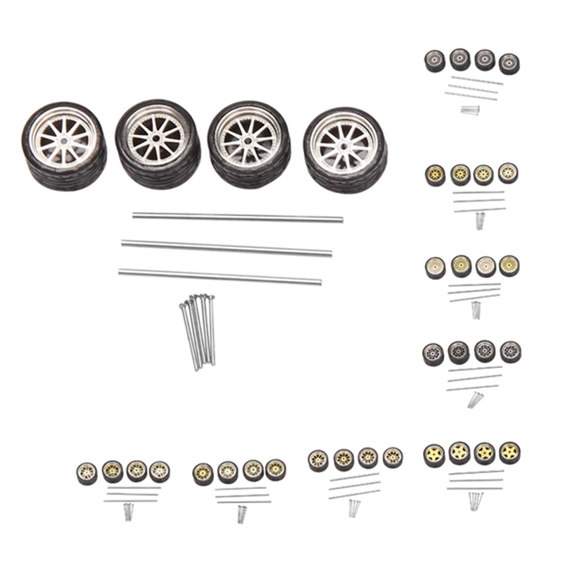 

4Pcs 1/64 Scale Steamer Alloy Wheels Tire Alloy Model Car General Modified Tire For 1:64 Vehicles General Model Tire