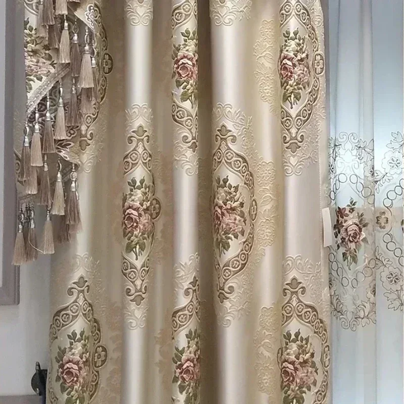 Французские Ретро Кремовый Стиль Картина Маслом Атмосфера Шторы для Гостиной