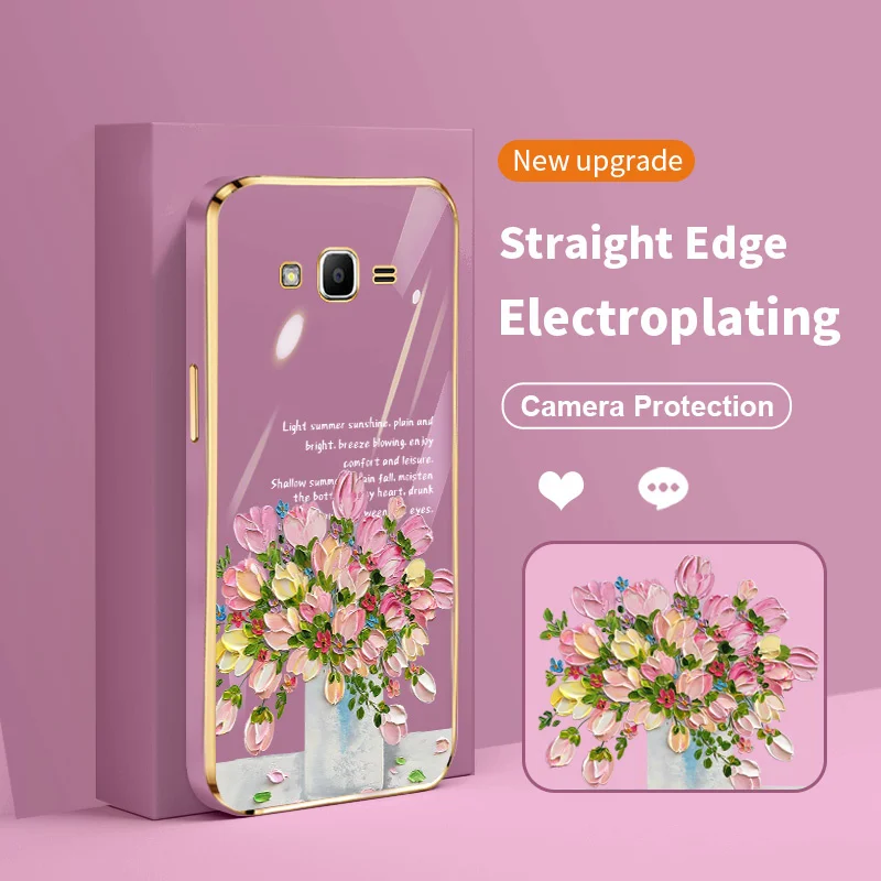 

Little Fresh Girl and Bouquet Electroplating Case for Samsung Galaxy J2 Prime J4 J6 Plus J7 Pro J7 Prime On7 Grand Prime Plus