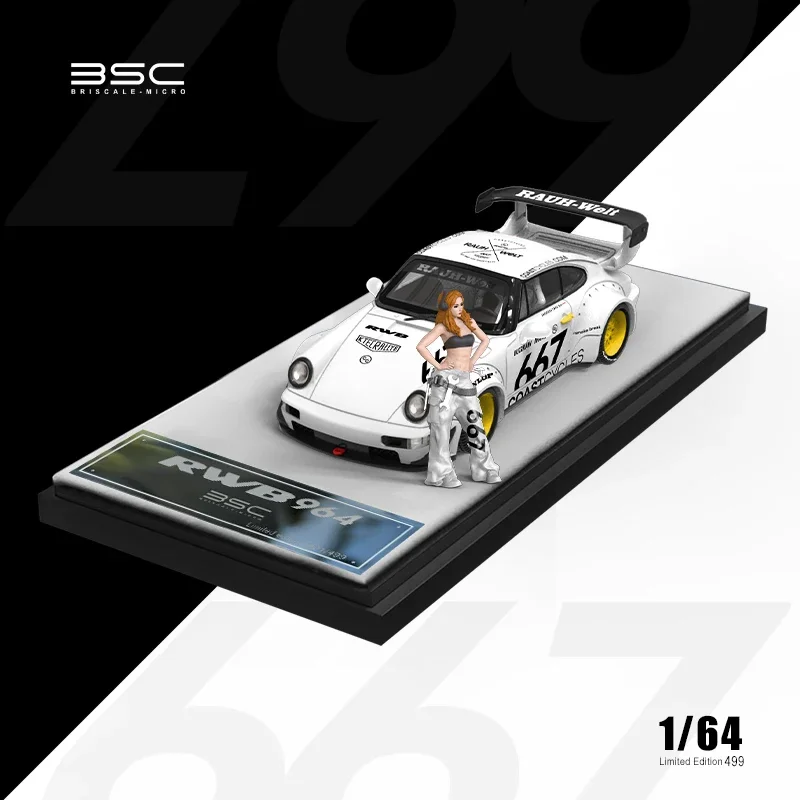 Модель автомобиля BSC 1:64 RWB Sakura Matte Black/White No 667