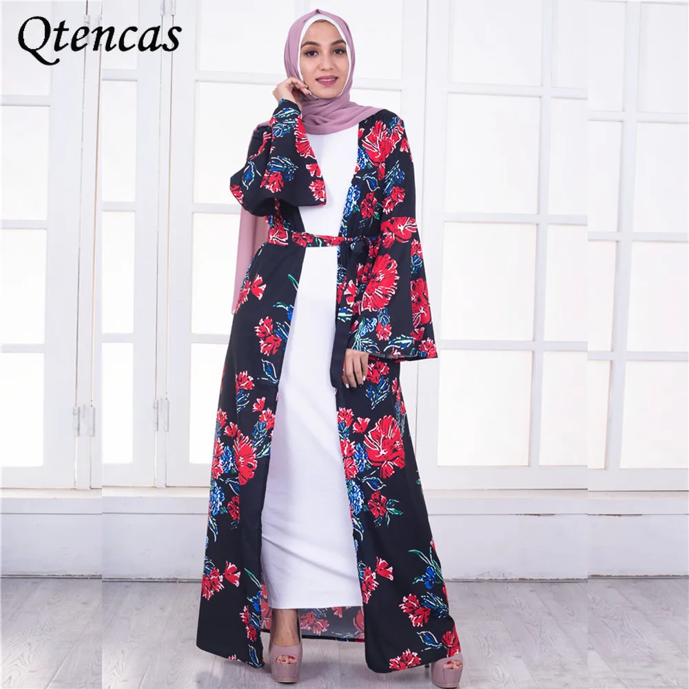 Женское платье-хиджаб с цветочным принтом, в турецком стиле