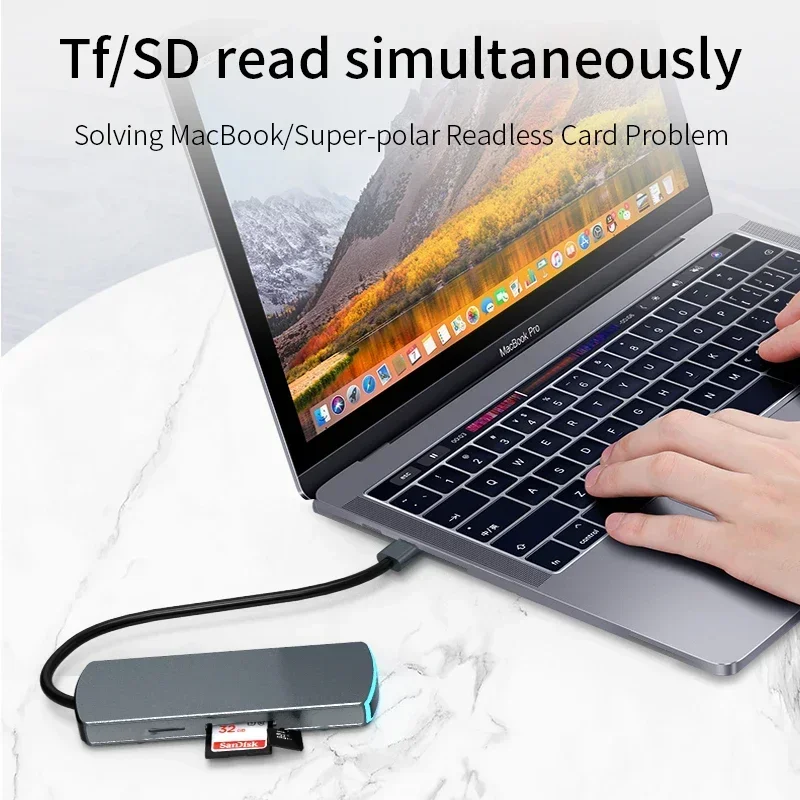Концентратор 6 в 1 типа C адаптер-разветвитель-концентратор USB 3.0 устройство чтения