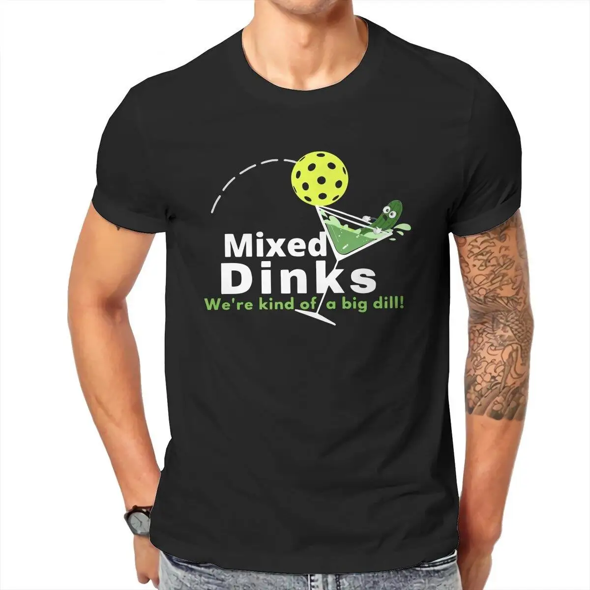 Men's Mixed Dinks Pickleball Martini  T Shirts  100% Cotton Clothing Novelty Short Sleeve Crewneck Tees New Arrival T-Shirts