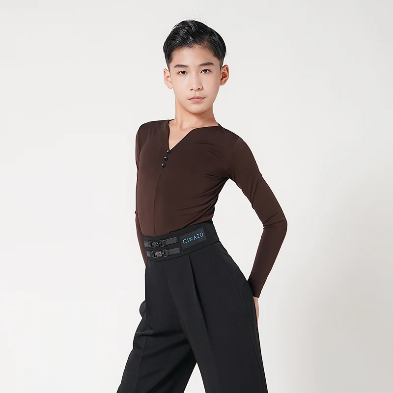 

New Latin Dance Practice Clothes Long Sleeved Shirts Chacha Rumba Tango Dress Latin Dance Tops For Boys Performance Wear DN16617