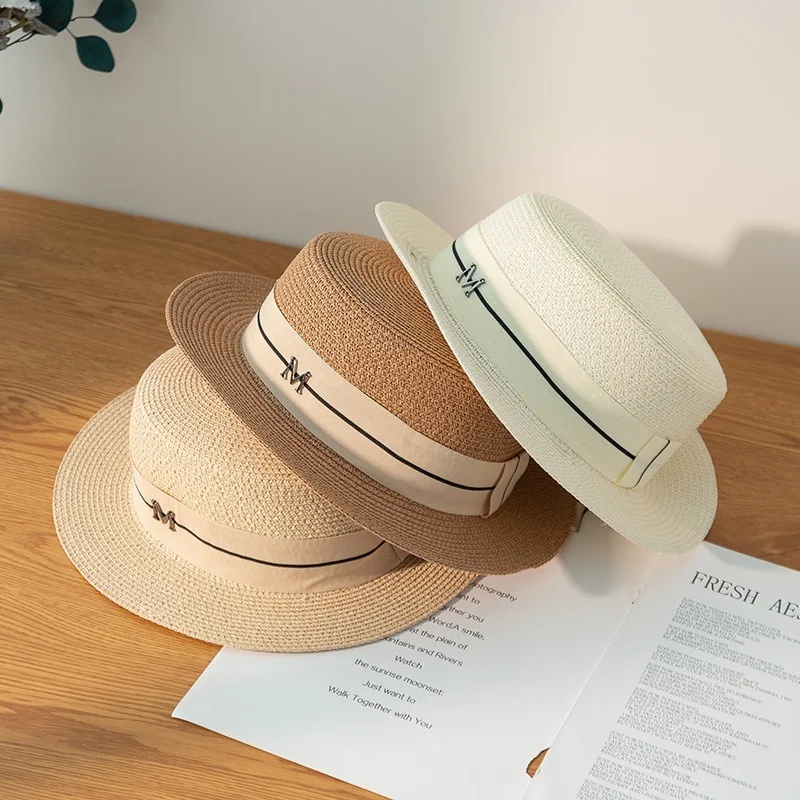 

Hat For Women Panama Hat Summer Beach Hat Female Casual Lady Girls Flat Brim Straw Cap Girls Sun Hat Chapeu Feminino