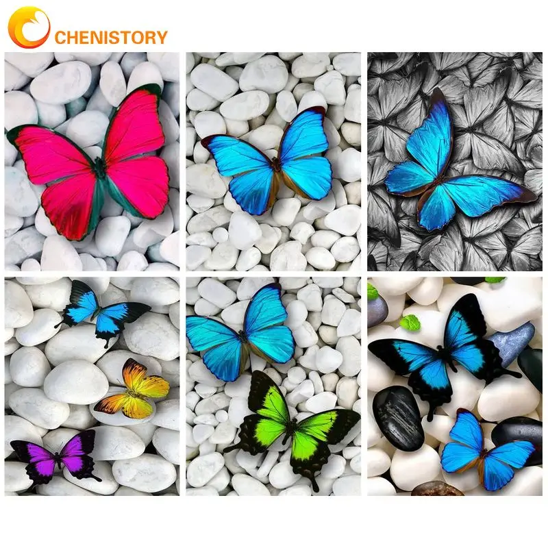 

CHENISTORY Diy Diamond Painting With Frame For Adults Kids Butterflies Handicrafts Wall Decors Cross Stitch Gift Mosaic Art Easy