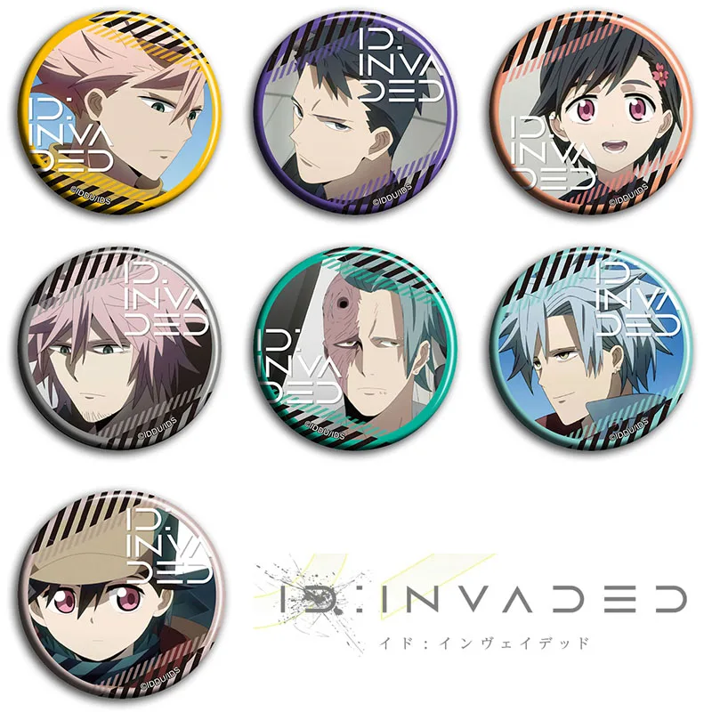 

7pcs/1lot Anime ID:INVADED Narihisago Akihito Figure 1025 Metal Badges Round Brooch Pin Badge Bedge Gifts Kids Toy