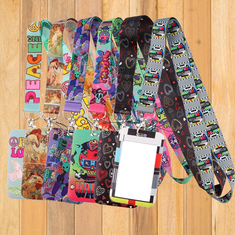 

A0751 Alien peace love Neck Strap Lanyard for Keys Keychain Badge Holder ID Credit Card Pass Hang Mobile Phone Charm Accessories