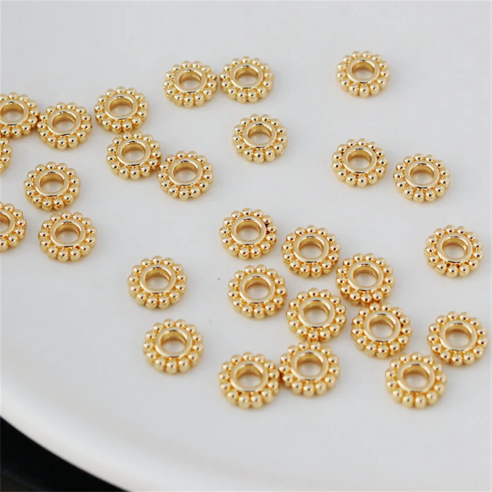 

50pcs 14K gold package 6MM large hole Snowflake partition piece bracelet necklace ear accessories diy handmade gasket beaded
