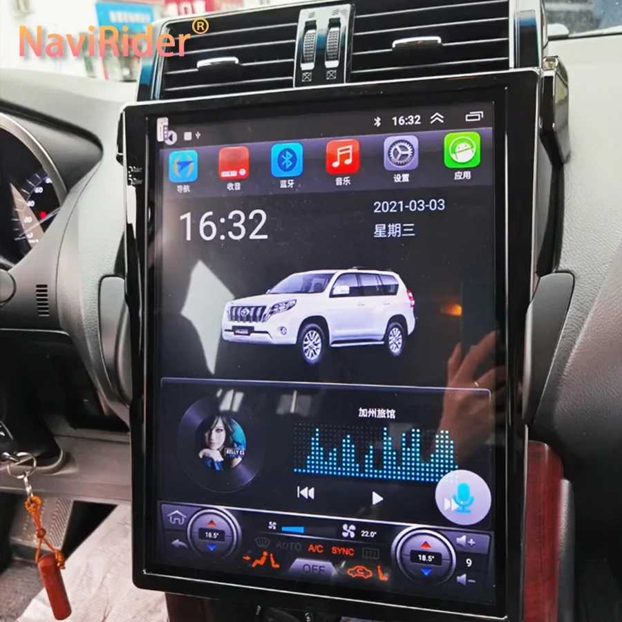 

15-дюймовый экран Tesla для Toyota Land Cruiser Prado 150 2014-2017 LC150 Автомобильный радиоприемник Android 14 Мультимедийный видеоплеер GPS 2 Din