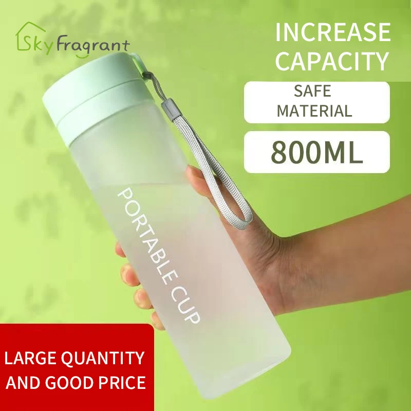 Outdoor Large Capacity Sports Water Bottle Frosted Plastic Cup Portable Rope Gift Mug Customizable Print Logo |