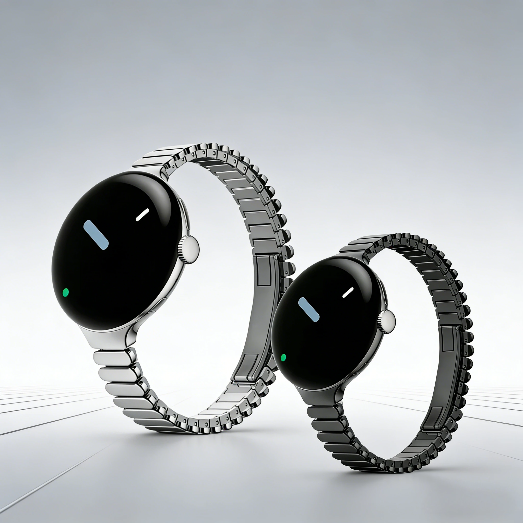 Фото Овальный ремешок для часов Google Pixel Watch 4/3/2/1 41 мм из нержавеющей стали с застежкой-бабочкой №1